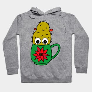 Cute Cactus Design #343: Mini Cactus In Poinsettia Mug Hoodie